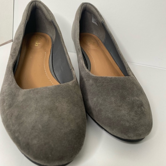 CLARKS NORDSTROM 7 Vendra Bloom Grey Suede Wedge Shoes - Picture 11 of 13
